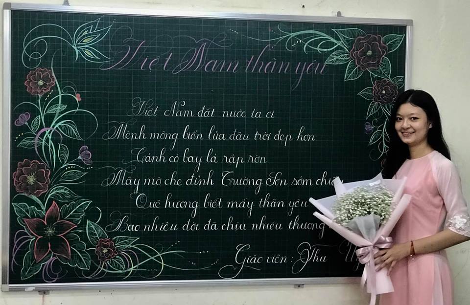 chu viet bang dep 9 - Chữ viết bảng đẹp chào mừng ngày nhà giáo Việt Nam LCĐ Thầy Nhã